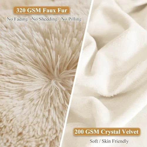 Tie Dye Faux Fur Fluffy Throw Pillow 26" x 20" (Pack of 2) Tie Dye-beige