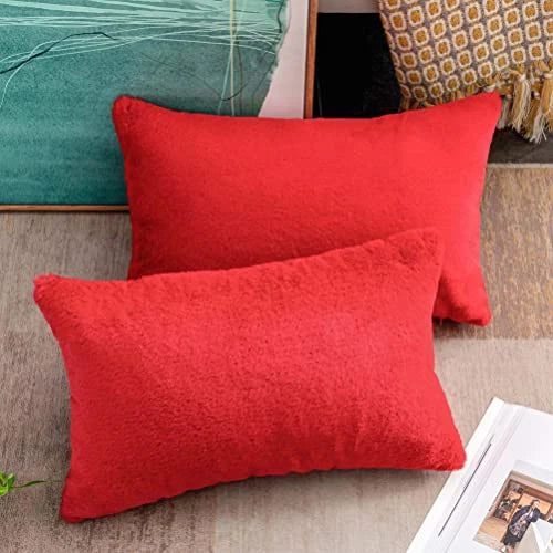 Pillow Covers 12x20 Valentine's Day Decorative Fluffy Faux Fur Super Soft