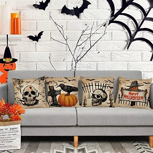 Halloween Pillow Covers 18x18 Set of 4 18" x 18" (Pack of 4) A-halloween 16