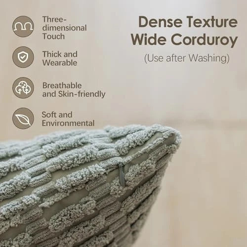Spring Pillow Covers 24 x 24 Striped Corduroy 24" x 24" (Pack of 2) Sage Green