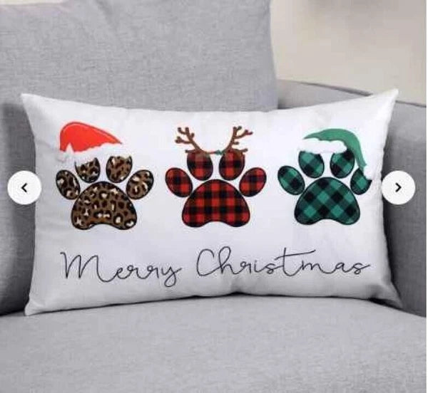 Set of Christmas Paws Pillow Cushion Cover Without Filler For Sofa Home Decor