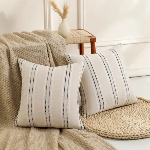 Decorative Navy Pillow Covers 18x18 Striped 18" x 18" (Pack of 2) Navy Blue