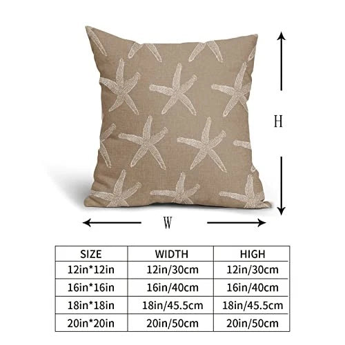 Tan Brown Starfish Pillow Covers 18X18 Inch Coastal Beachy Nautical Couch