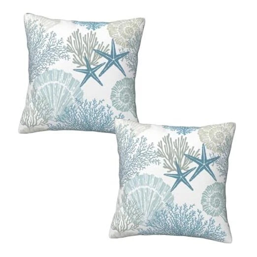 Throw Pillow Covers 20x20 Set of 2, 20" x 20" (Pack of 2) Nautical Coastal
