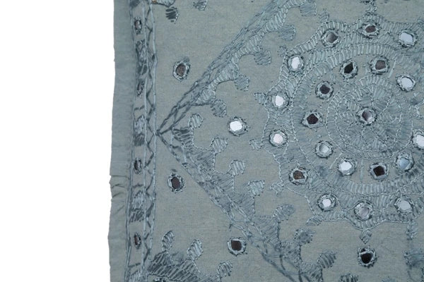 16" Decorative Mirror Embroidered Pucca Cushion Pillow-Cover Sofa Throw Blue
