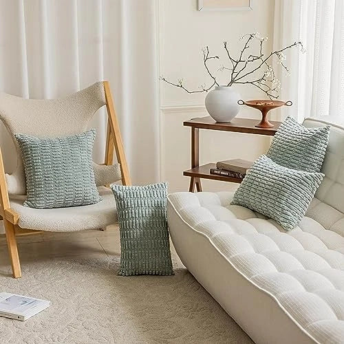 Spring Pillow Covers 24 x 24 Striped Corduroy 24" x 24" (Pack of 2) Sage Green