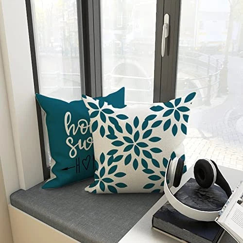Pillow Covers 18x18 Set of 4, Modern Sofa Throw 18" x 18" (Pack of 4) Teal