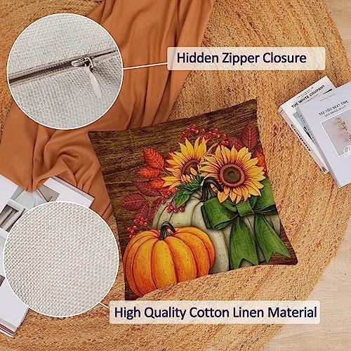 Set of 4 Fall Pillow Covers 18x18 Inch 18" x 18" (Pack of 4) A-fall 26