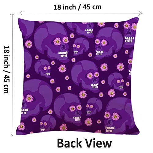Decorative Square Throw Pillow Covers Purple Sugar Skulls Couch Sofa Bed
