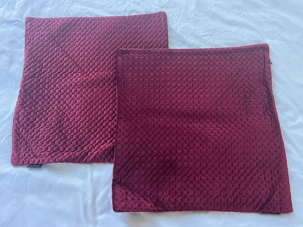 Set of 2 Burgundy Decorative Throw Pillow Covers Modern Solid Outdoor 17"x17"