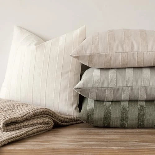 Set of 2 Decorative Striped Chenille Throw Pillow 22" x 22" (Pack of 2) Dove