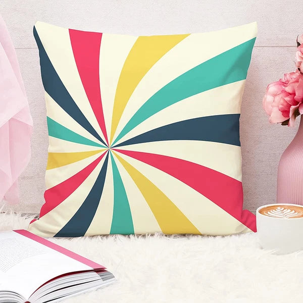 Rainbow Colours Printed Cotton Canvas Cushion Covers, Set of 5 16 x 16 Inch