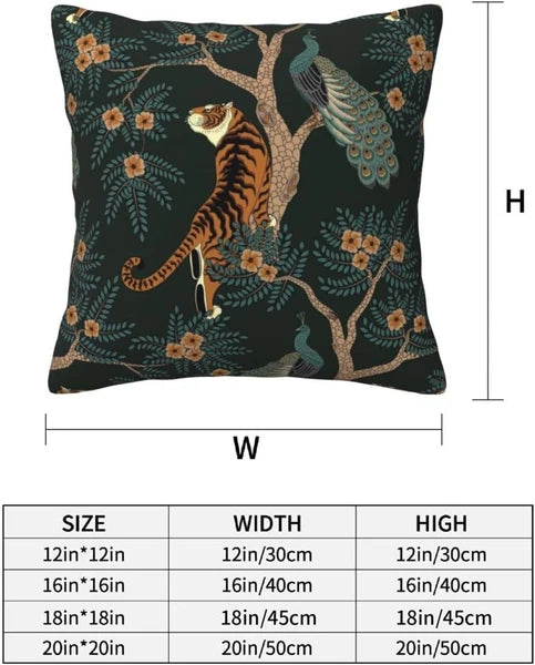 Tiger and Peacock Pillow 18" x (Pack of 2),