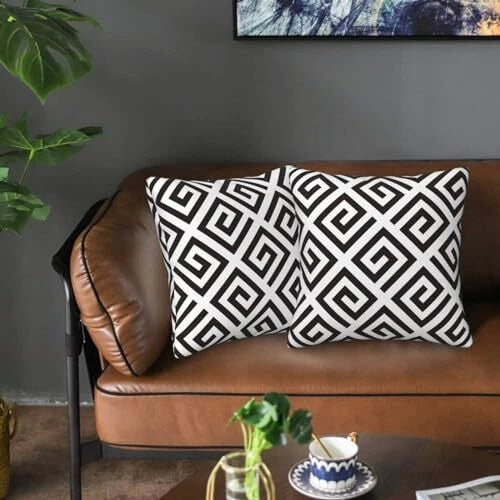 Pillow Covers 18x18 in 18" x 18" (Pack of 2) Modern Abstract Black and White
