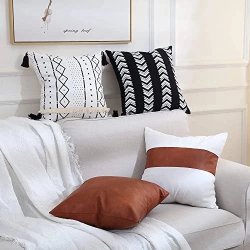 Throw Pillow Covers 18 x 18 Set of 4 - Modern 18" x 18" (Pack of 4) Boho