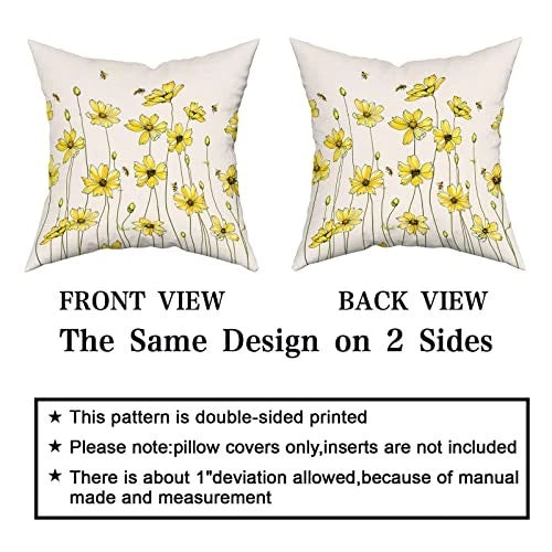 Spring Yellow Floral Pillow Covers 18X18 18" x 18" (Pack of 2) Yellow Flower