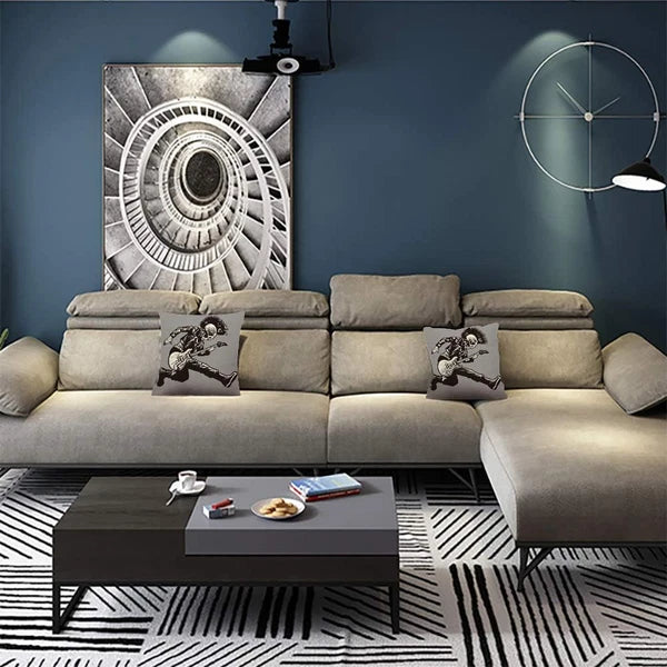 Throw Pillow Cover Rock Skull Punk Guitarist Music Skeleton Jacket Guitar Hand S