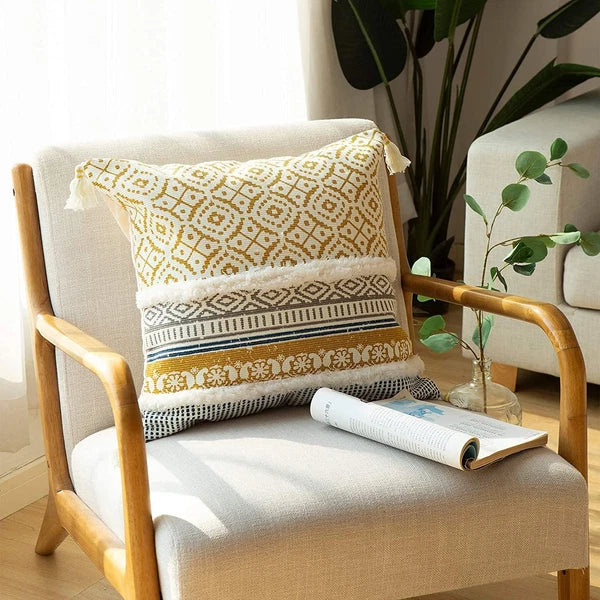 Boho Tufted Decorative Throw Pillow Covers for Couch Sofa - Modern Moroccan Pill