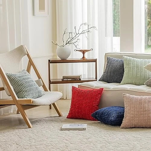 Spring Pillow Covers 24 x 24 Striped Corduroy 24" x 24" (Pack of 2) Sage Green