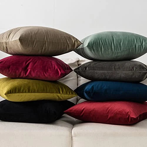 Soft Velvet Throw Pillow Covers 18x18 inch Set of 2 18" x 18" (Pack of 2) Black