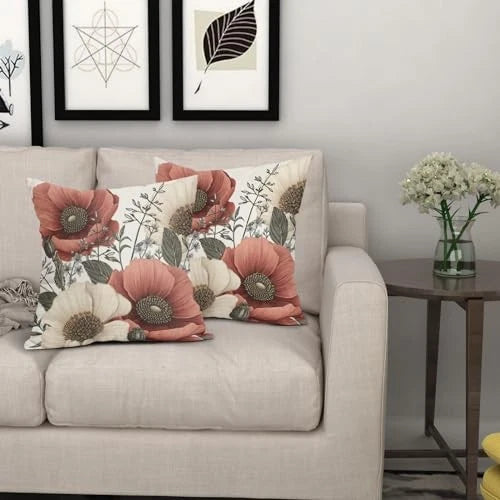 Vintage Flower Pillow Covers 18x18 Inch 18" x 18" (Pack of 2) Vintage Floral