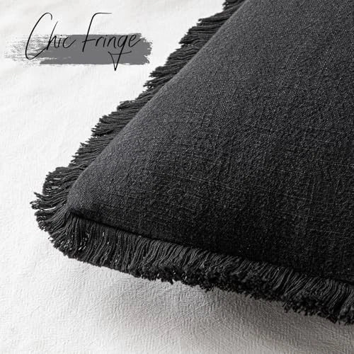 Set of 2 Decorative Throw Pillow Covers 18×18 Inch 18" x 18" (Pack of 2) Black