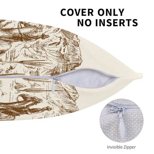 Western Desert Throw Pillow Covers 20x20 Set 20" x 20" (Pack of 2) Beige Brown