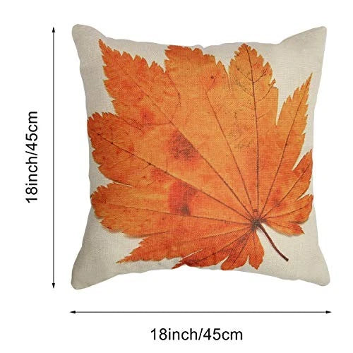 Fall Pillow Covers, Maple Leaves 18" Pillow Cover, Autumn Decorative Yellow