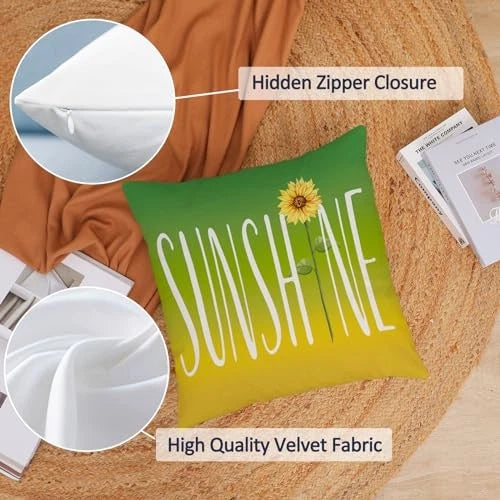 Spring Summer Pillow Covers 18x18 Set of 4 Sunflower 18*18 inch B-summer 14