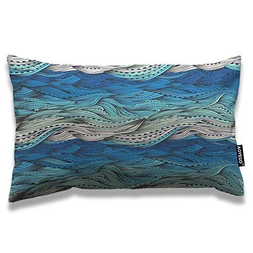 Wave Throw Pillow Cover 12x20 Inch Ocean 20" x 12" (Pack of 1) Rectangle-a24
