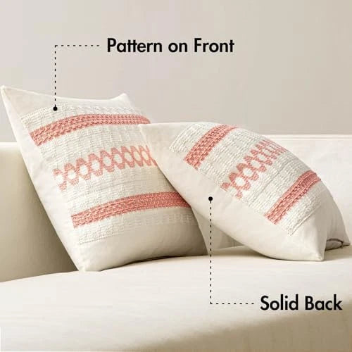 Set of 2 Boho Decorative Pillow Covers 20x20 20" x 20" (Pack of 2) Coral Red