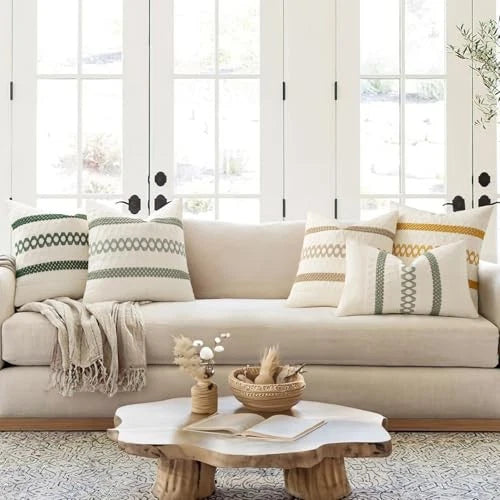 Set of 2 Boho Decorative Pillow Covers 24x24 24" x 24" (Pack of 2) Sage Green