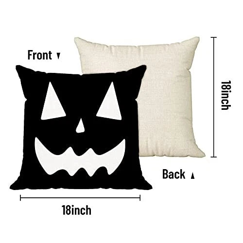 Pillow Covers Set of 4 Home Outdoor Decorative Halloween Black and Pumpkin