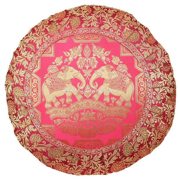 Pink Cushion Cover Brocade Jacquard Gypsy Bohemian Elephant Tribal Hippie Pillow