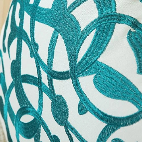 Throw Pillow 18" x 18" (Pack of 2) Geometric Floral - Teal / Duck Egg / Gray