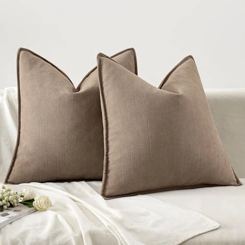 Pack of 2 Decorative Pillow Covers 24x24 Inch 24" x 24" (Pack of 2) Coco Brown