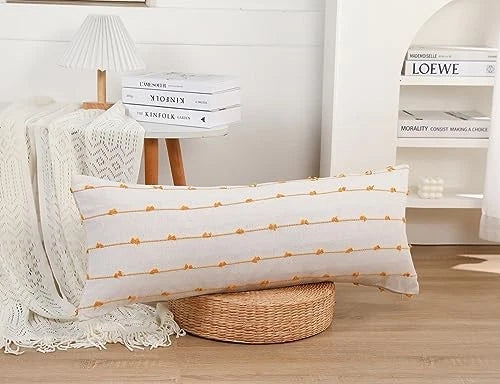 Extra Long Body Pillow case 12 x 48 Inch,Striped 48" x 12" (Pack of 1) Yellow