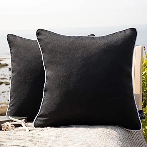 Pack of 2 Outdoor Waterproof Solid Throw 18" x 18" (Pack of 2) Black