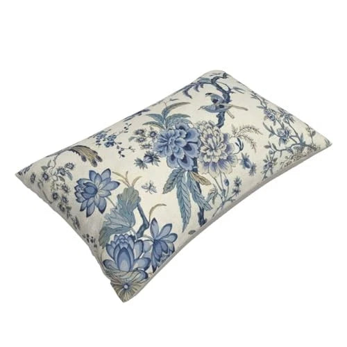 Spring Floral Birds Pillow Covers 12 x 12" x 20" (Pack of 2) Blue Flower Birds