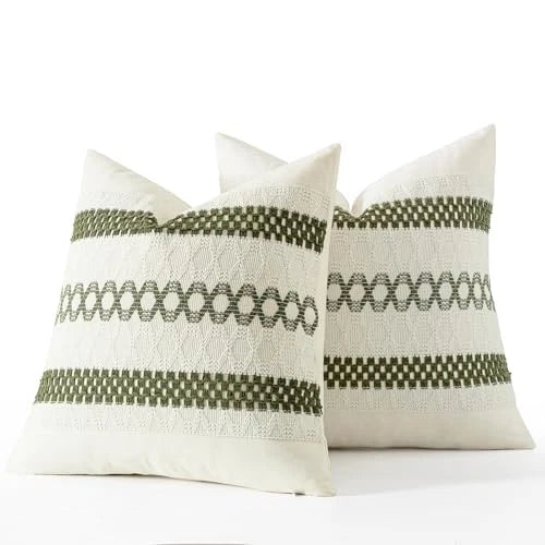 Set of 2 Boho Decorative Pillow Covers 20x20 20" x 20" (Pack of 2) Moss Green
