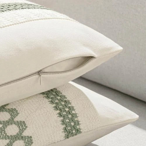 Set of 2 Boho Decorative Pillow Covers 20x20 20" x 20" (Pack of 2) Sage Green