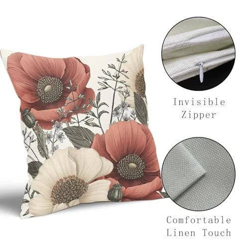 Vintage Flower Pillow Covers 18x18 Inch 18" x 18" (Pack of 2) Vintage Floral