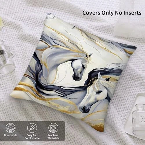 Abstract Throw Pillows Cover 18"x18" Set of 2, 18" x 18" (Pack of 2) Horse