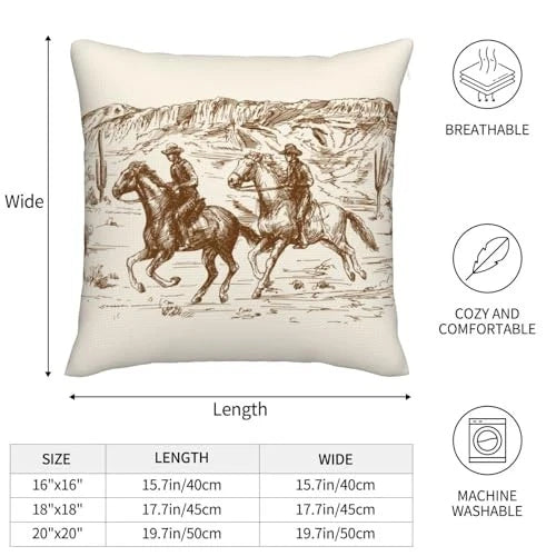 Western Desert Throw Pillow Covers 20x20 Set 20" x 20" (Pack of 2) Beige Brown
