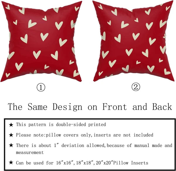 Valentines Day Pillow Covers 18" x (Pack of 2), Red