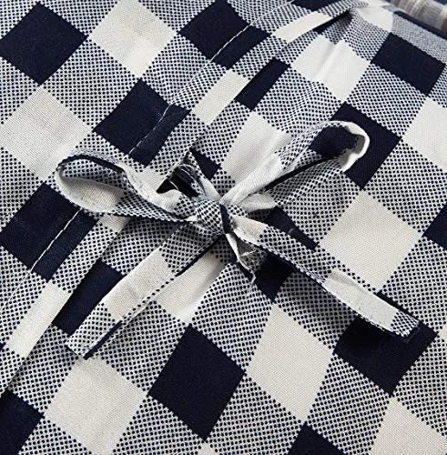 Plaids and Stripes Patchwork Ruffle Pillowshams, 18" x 18" (Pack of 2) Blue