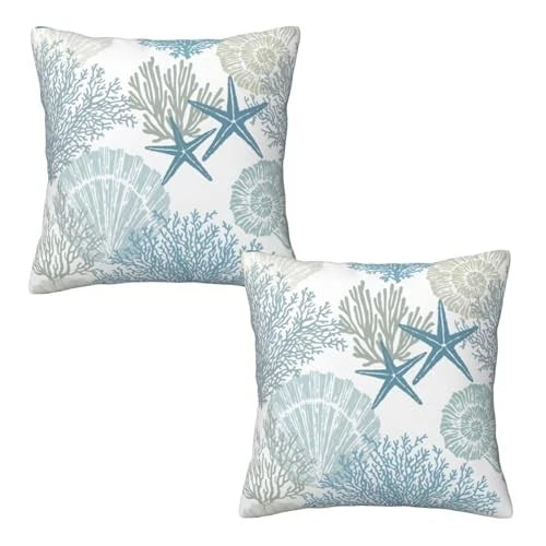 Throw Pillow Covers 20x20 Set of 2, 20" x 20" (Pack of 2) Nautical Coastal