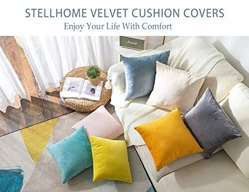 Super Soft Velvet Throw Pillow Covers Square 2 pieces, 18"x18" Beige