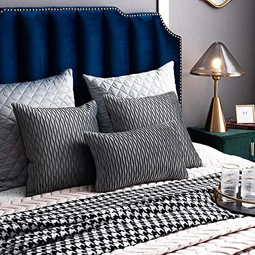 Striped Decorative Pillow Cases: 2 Pack 12x20 Inch 20" x 12" (Pack of 2) Grey
