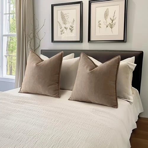 Pack of 2 Decorative Pillow Covers 24x24 Inch 24" x 24" (Pack of 2) Coco Brown